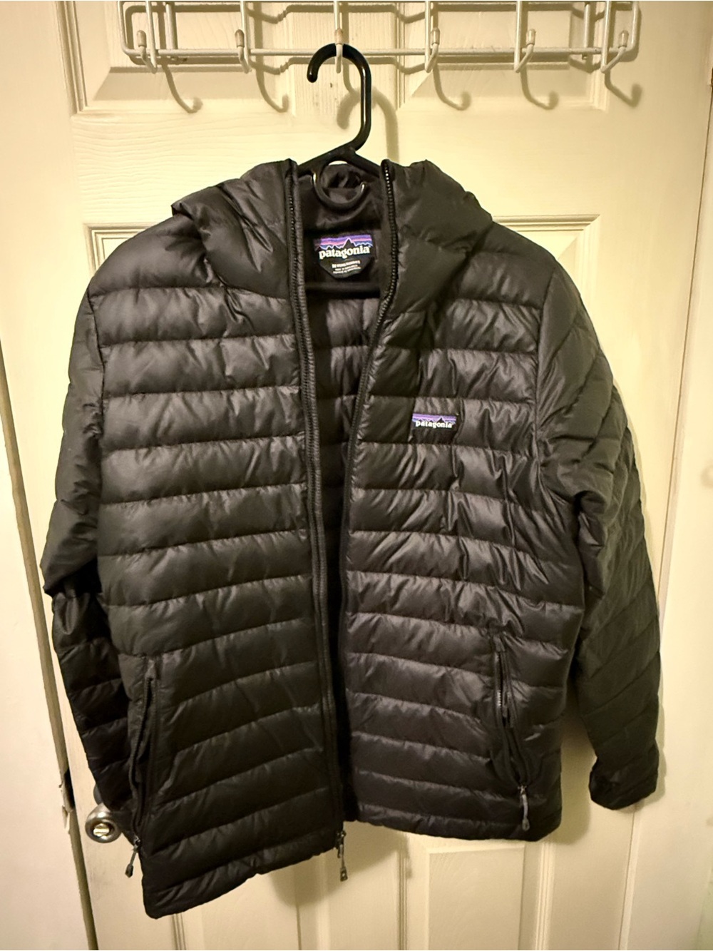 Patagonia Men’s Black Lightweight Puffer Down Jacket with Hood